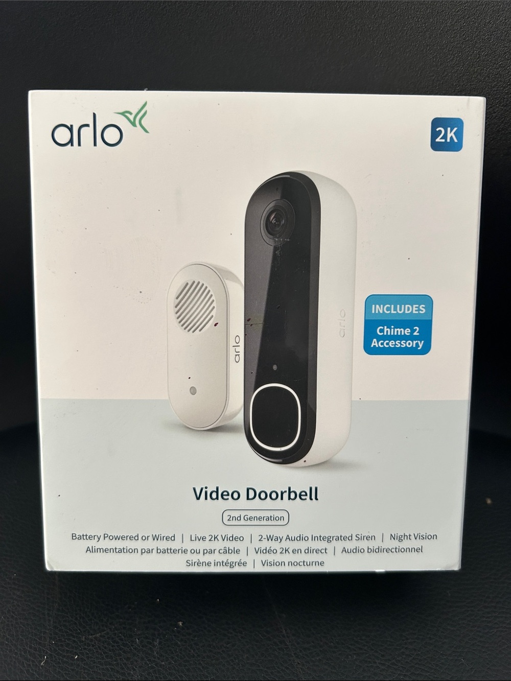 BRAND NEW 🆕 Arlo 2K Video Doorbell - live video, night vision, battery or wired